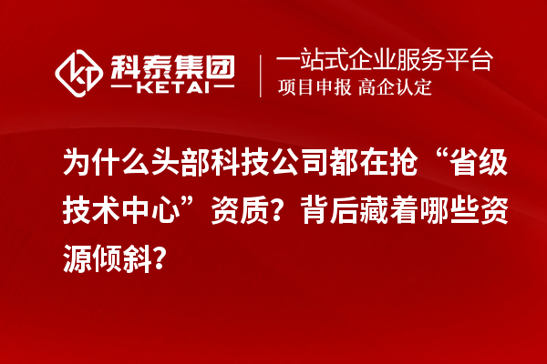为什么头部科技公司都在抢“省级技术中心”资质？背后藏着哪些资源倾斜？