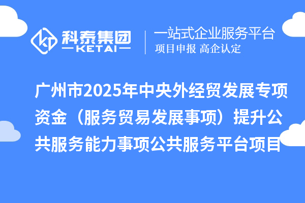 广州市2025年中央外经贸发展专项资金（服务贸易发展事项）提升公共服务能力事项公共服务平台项目拟安排计划的公示