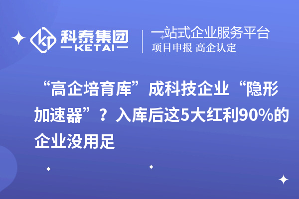 “高企培育库”成科技企业“隐形加速器”？入库后这5大红利90%的企业没用足