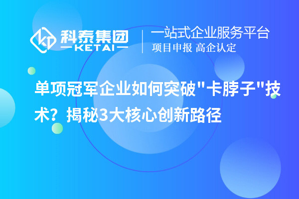 单项冠军企业如何突破卡脖子技术？揭秘3大核心创新路径
