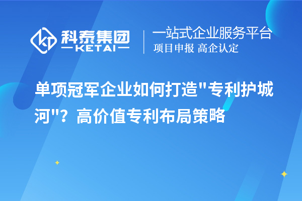 单项冠军企业如何打造专利护城河？高价值专利布局策略