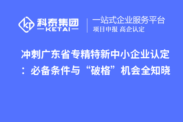 冲刺广东省专精特新中小企业认定：必备条件与“破格”机会全知晓