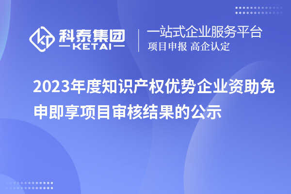 2023年度知识产权优势企业资助免申即享项目审核结果的公示