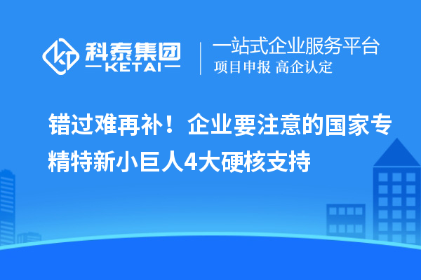 错过难再补！企业要注意的国家专精特新小巨人4大硬核支持