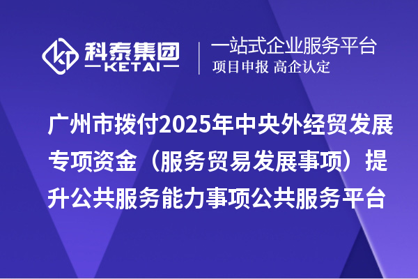 广州市拨付2025年中央外经贸发展专项资金（服务贸易发展事项）提升公共服务能力事项公共服务平台项目资金
