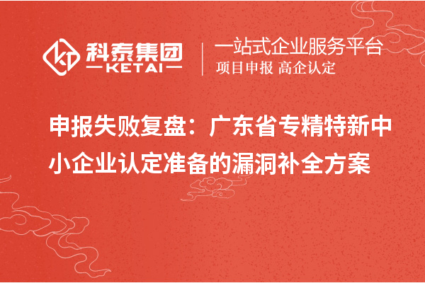 申报失败复盘：广东省专精特新中小企业认定准备的漏洞补全方案