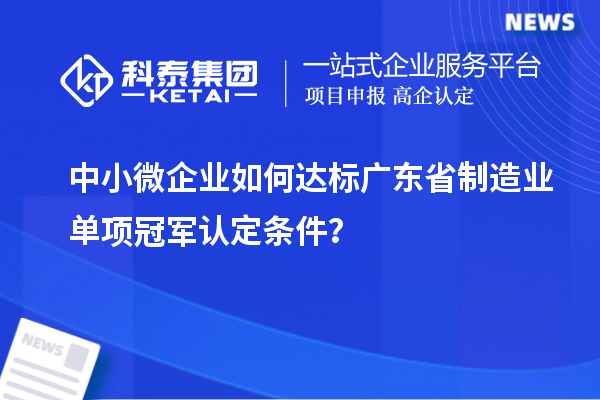 中小微企业如何达标广东省制造业单项冠军认定条件？