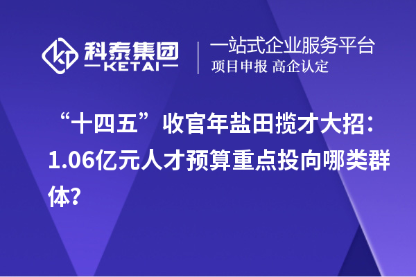 “十四五”收官年盐田揽才大招：1.06亿元人才预算重点投向哪类群体？