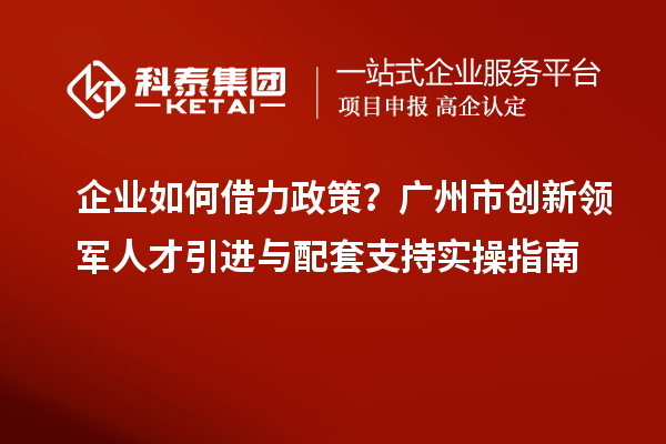 企业如何借力政策？广州市创新领军人才引进与配套支持实操指南