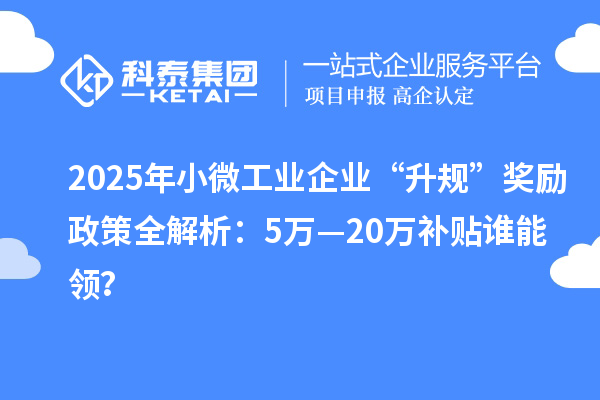2025年小微工业企业“升规”奖励政策全解析：5万—20万补贴谁能领？