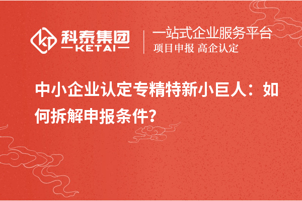 中小企业认定专精特新小巨人：如何拆解申报条件？