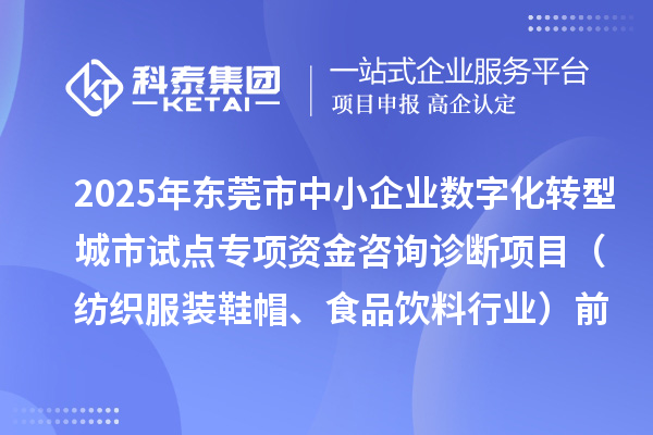 2025年东莞市中小企业数字化转型城市试点专项资金咨询诊断项目（纺织服装鞋帽、食品饮料行业）前置性审核结果的公告