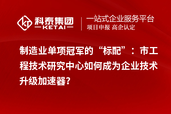 制造业单项冠军的“标配”：市工程技术研究中心如何成为企业技术升级加速器？