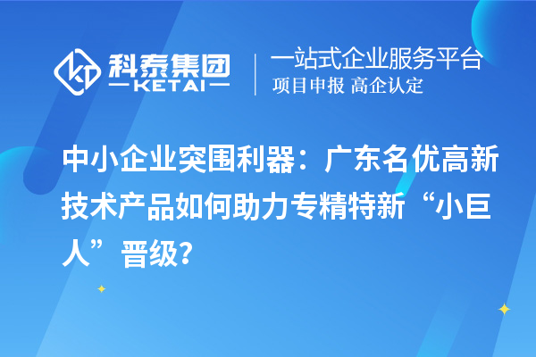中小企业突围利器：广东名优高新技术产品如何助力专精特新“小巨人”晋级？