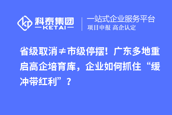 省级取消≠市级停摆！广东多地重启高企培育库，企业如何抓住“缓冲带红利”？