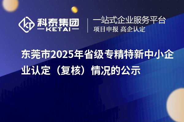东莞市2025年省级专精特新中小企业认定（复核）情况的公示