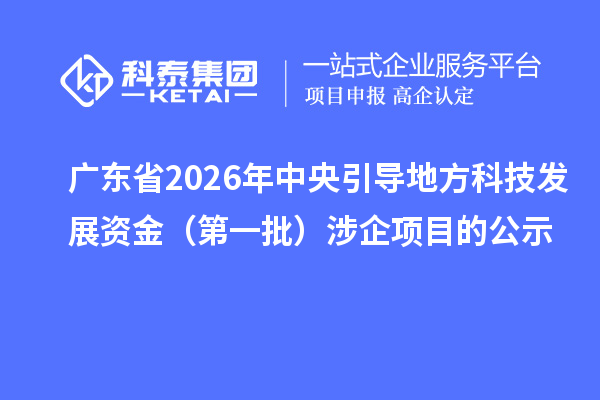 广东省2026年中央引导地方科技发展资金（第一批）涉企项目的公示
