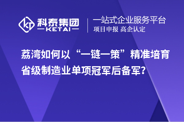 荔湾如何以“一链一策”精准培育省级制造业单项冠军后备军？