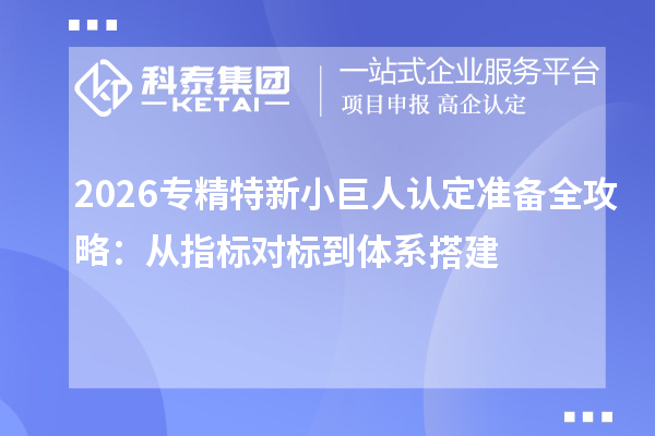 2026专精特新小巨人认定准备全攻略：从指标对标到体系搭建
