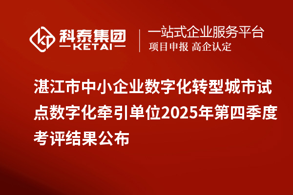 湛江市中小企业数字化转型城市试点数字化牵引单位2025年第四季度考评结果公布