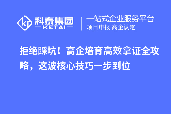 拒绝踩坑！高企培育高效拿证全攻略，这波核心技巧一步到位