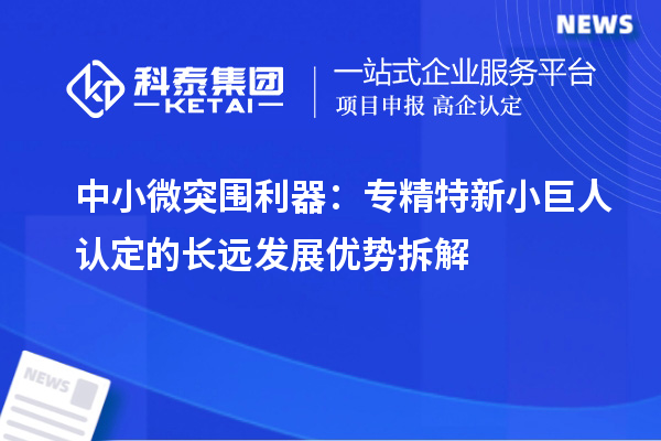 中小微突围利器：专精特新小巨人认定的长远发展优势拆解