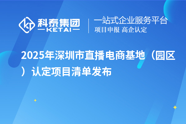 2025年深圳市直播电商基地（园区）认定项目清单发布