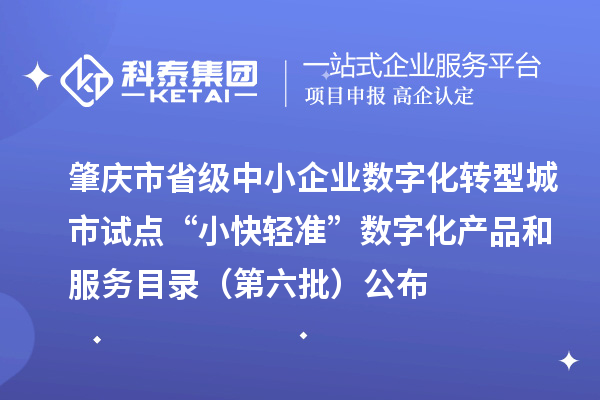 肇庆市省级中小企业数字化转型城市试点“小快轻准”数字化产品和服务目录（第六批）公布