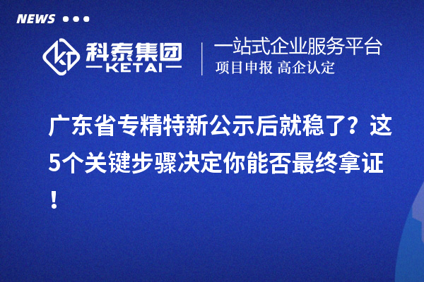广东省专精特新公示后就稳了？这5个关键步骤决定你能否最终拿证！