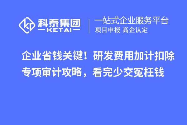 企业省钱关键！研发费用加计扣除专项审计攻略，看完少交冤枉钱