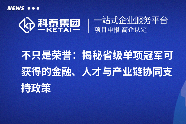 不只是荣誉：揭秘省级单项冠军可获得的金融、人才与产业链协同支持政策