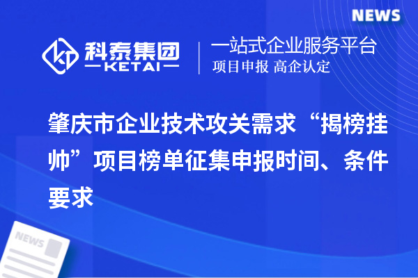 肇庆市企业技术攻关需求“揭榜挂帅”项目榜单征集申报时间、条件要求