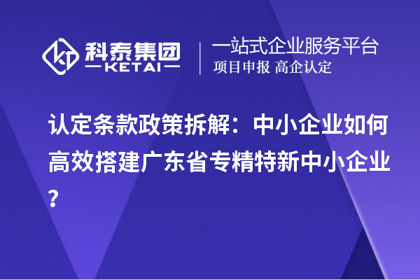 认定条款政策拆解：中小企业如何高效搭建广东省专精特新中小企业？