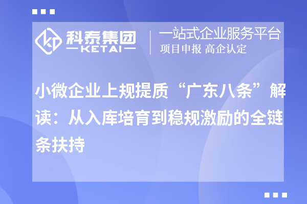 小微企业上规提质“广东八条”解读：从入库培育到稳规激励的全链条扶持