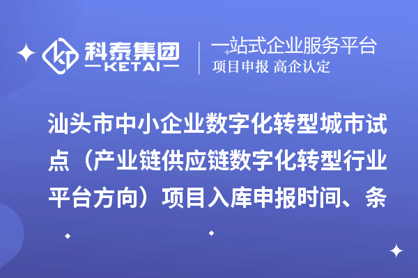 汕头市省级中小企业数字化转型城市试点专项资金（产业链供应链数字化转型行业平台方向）项目入库申报时间、条件要求、补助奖励