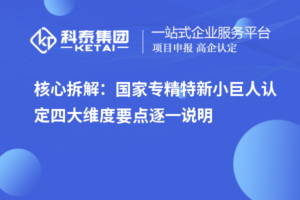 核心拆解：国家专精特新小巨人认定四大维度要点逐一说明