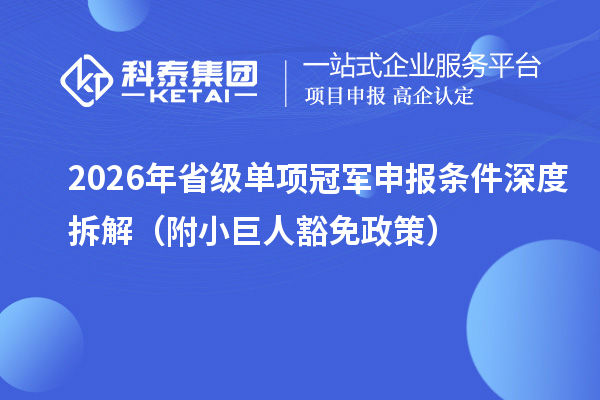 2026年省级单项冠军申报条件深度拆解（附小巨人豁免政策）
