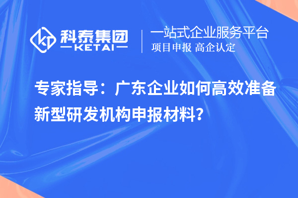 专家指导：广东企业如何高效准备新型研发机构申报材料？