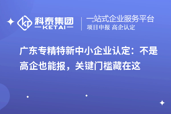 广东专精特新中小企业认定：不是高企也能报，关键门槛藏在这