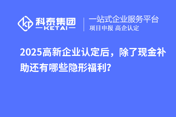 2025高新企业认定后，除了现金补助还有哪些隐形福利？