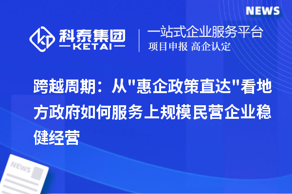 跨越周期：从惠企政策直达看地方政府如何服务上规模民营企业稳健经营