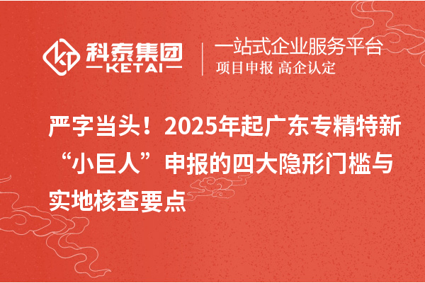 严字当头！2025年起广东专精特新“小巨人”申报的四大隐形门槛与实地核查要点