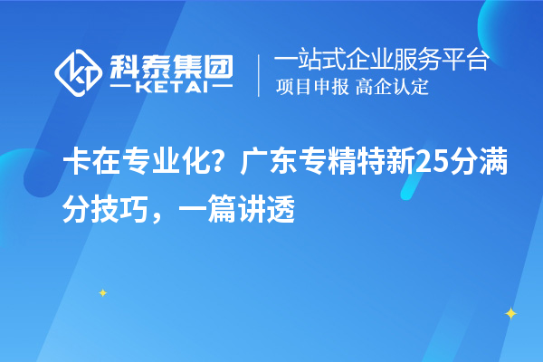 卡在专业化？广东专精特新25分满分技巧，一篇讲透