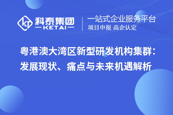 粤港澳大湾区新型研发机构集群：发展现状、痛点与未来机遇解析