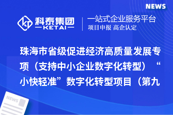 珠海市省级促进经济高质量发展专项（支持中小企业数字化转型）“小快轻准”数字化转型项目（第九批）入库储备项目的公示