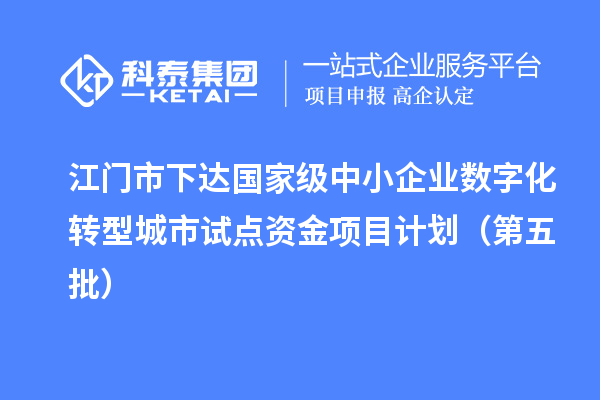 江门市下达国家级中小企业数字化转型城市试点资金项目计划（第五批）